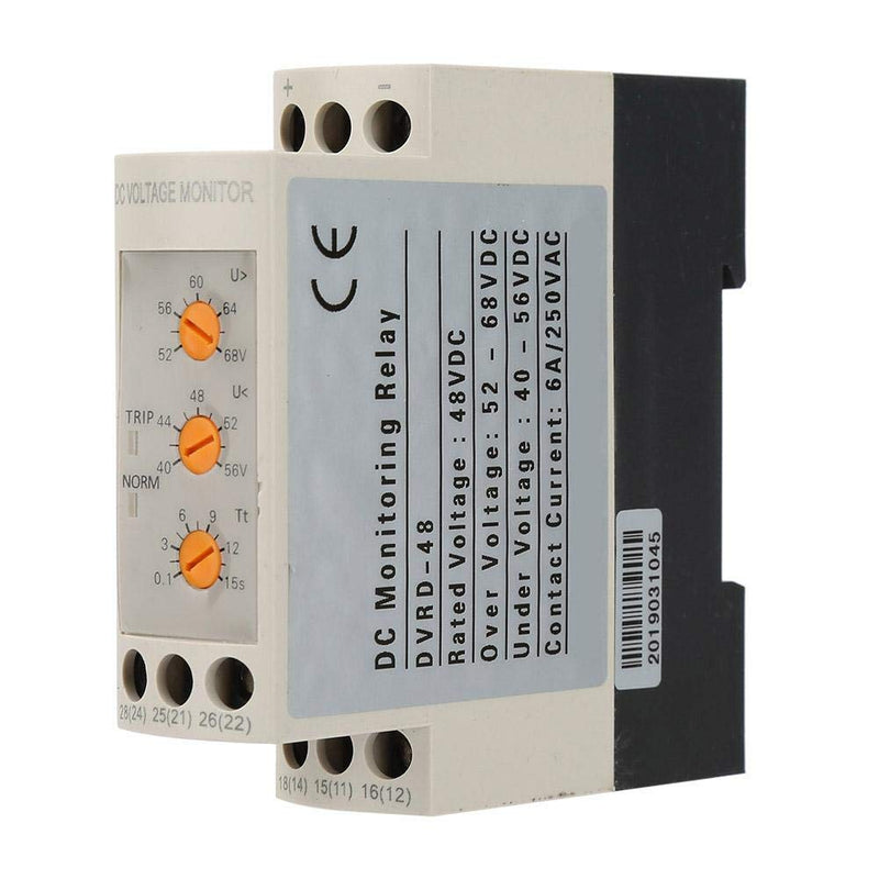 [Australia - AusPower] - Voltage Monitoring Relay DC 12V/24V/36V/48V Over-Voltage and Under-Voltage Protection Relay 35MM Guide Rail 13-17V 10-14V(DC48V) DC48V 