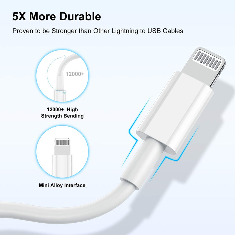 [Australia - AusPower] - Long iPhone 12 13 Fast Charger Cable 6ft, [Apple MFi Certified] USB C to Lightning Cable, Type C Port Support Quick Apple Charging Cord for iPhone 13 Pro/12 Pro Max/12mini/11 Pro/X/XS/XR/8 Plus/iPad White 6 Feet 