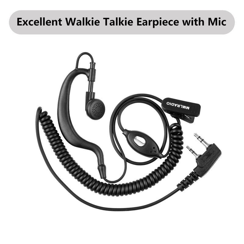 [Australia - AusPower] - MMLRADIO Walkie Talkie Earpiece with Mic G Shape Ear Hook Walkie Talkie Earpieces PU Material(10 Pack) 