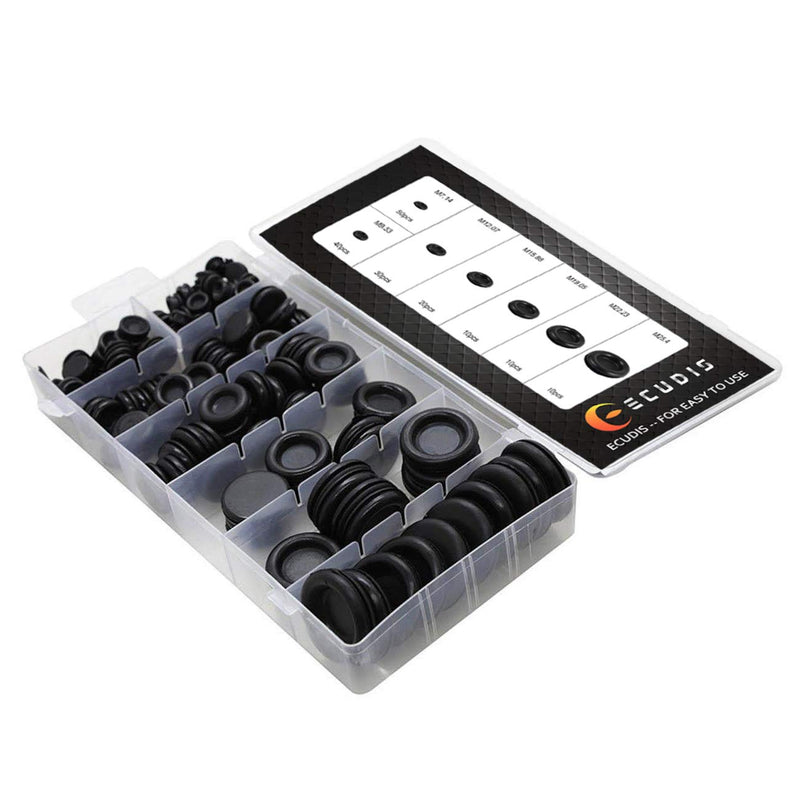 [Australia - AusPower] - ECUDIS 170Pcs Rubber Grommet Firewall Hole Plug Set Electrical Wire Gasket Assortment, Set of 7 Different Metric Sizes for Car Pump 