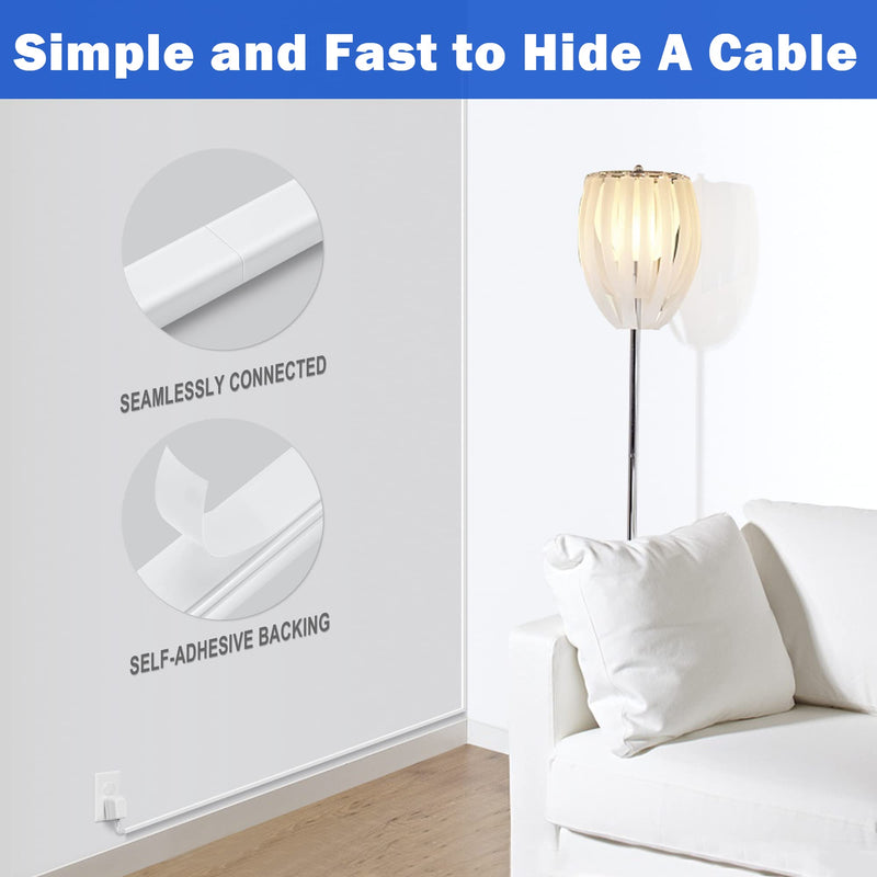[Australia - AusPower] - 102in Cord Hider, Cable Hider for One Cord, Paintable Wire Covers for Cords Wall, PVC Wire Hider, Single Cable Raceway for A Thick Extension Cord, Wall Cord Concealer, 6xL17in W0.59 H0.4in, Beige Small - 102 in 