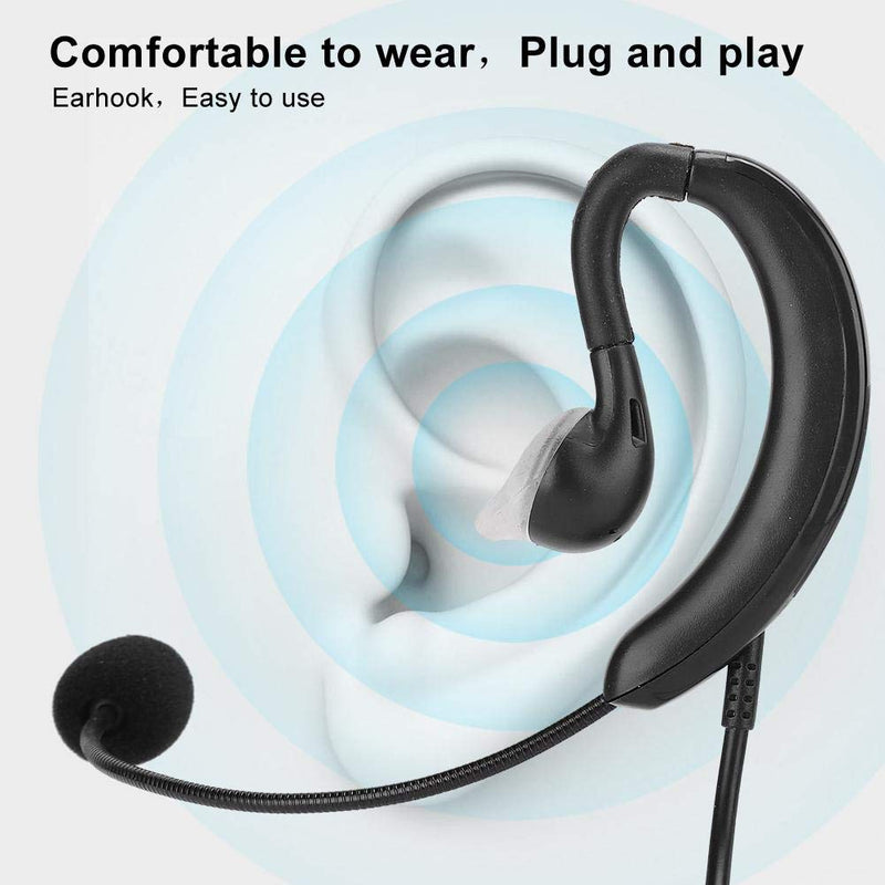 [Australia - AusPower] - Bewinner1 Wired Ear-Hook Headset, USB Notebook Desktop Headphone Supports One-Key Mute for Skype/QQ/MSN, Portable Computer Earphone with Micphone for Training Teaching 