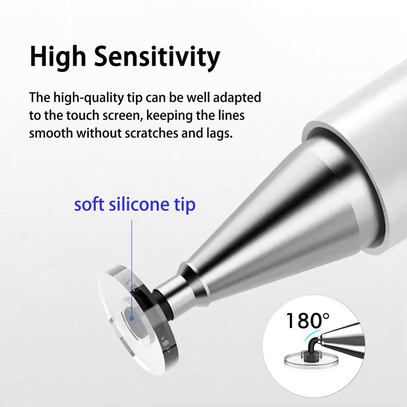 [Australia - AusPower] - Stylus Pens for Touch Screens with Anti-Scrolling Design, 2 in 1 Disc & Fiber Tip Stylus Pen for iPad with Magnetic Adsorption, Compatible with All Touch Screens - Free Replacement Disc Tip Upgraded, magnetic adsorption(1P) 
