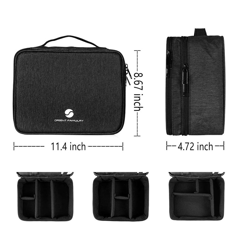 [Australia - AusPower] - Travel Electronics Organizer, Waterproof Cable Organizer Bag for Electronic Accessories Double Layer Large Shockproof Cable Storage Bag for Cord, Power Bank, Tablet(Up to iPad 11 inch) - Black Charcoal black 