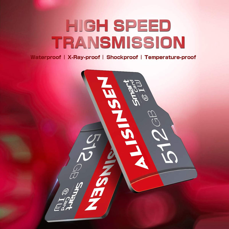 [Australia - AusPower] - Micro SD Card 512GB TF Memory Card High Speed Memory Card Class 10 with SD Card Adapter HK-512GB 