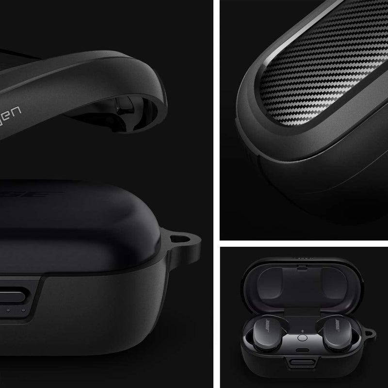 [Australia - AusPower] - Spigen Rugged Armor Designed for Bose QuietComfort Earbuds Case Cover (2020) - Matte Black 