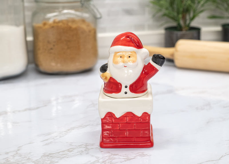 [Australia - AusPower] - Transpac Down the Chimney Red and White 5 Inch Ceramic Salt and Pepper Shaker Set 