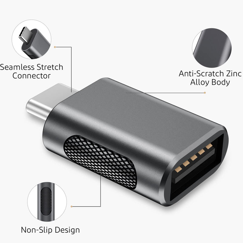 [Australia - AusPower] - Upgrade 10Gbps USB C to USB 3.0 OTG Adapter (4 Pack), AuviPal USB Type C Male to USB A Female, Thunderbolt 4/3 to USB Converter for MacBook Pro/Air, iPad, iMac and More Type C Devices - Space Grey 
