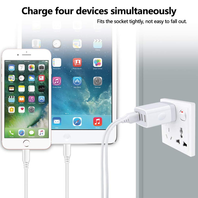 [Australia - AusPower] - iPhone 12 Charger Box Fast Charging 4.8A Multi Port USB Charger Wall Plug Power Adapter Charging Block Cube Brick Compatible iPhone SE/13/12/11 Pro Max, Samsung Galaxy S22 S21 Ultra 5G S20 S10 Note 20 white 