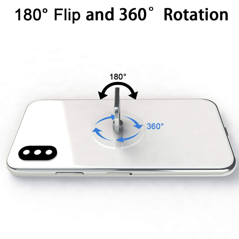 [Australia - AusPower] - Attom Tech Transparent Phone Ring Holder Grip 360 Degree Free Rotation, Clear Cell Phone Finger Ring Kick-Stand Compatible with iPhone X 8 7 Plus 6S 6 5s 5 SE, Galaxy S9 S8 S7 S6 Edge (Silver) 