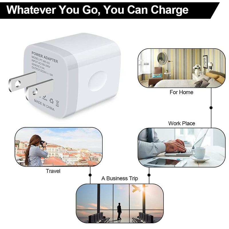 [Australia - AusPower] - JoHouer Single Port USB Wall Charger, 3pcs 5W Power Adapter Charging Cube Compatible for Phone Xs SE 8 7 6s 5c Moto G Stylus 5G Play(2021) Fast E7i G20 G10 Samsung A03s A12 Nacho M21 F22, PT-WC-03 3x 5W charger cubes 