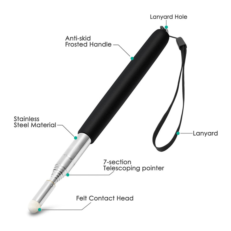 [Australia - AusPower] - Alcoon 3 Pack Telescopic Teachers Pointer Retractable Handheld Presenter Extendable Classroom Whiteboard Pointer with Lanyard for Teachers, Coach, Presenter, Extends to 39 Inch (Black, Red, Blue) 
