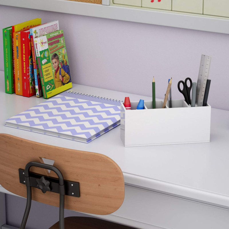 [Australia - AusPower] - NIUBEE Acrylic Pen Holder 4 Compartments, White Pencil Organizer Cup for Countertop Desk Accessory Storage (White) 4 Cube 