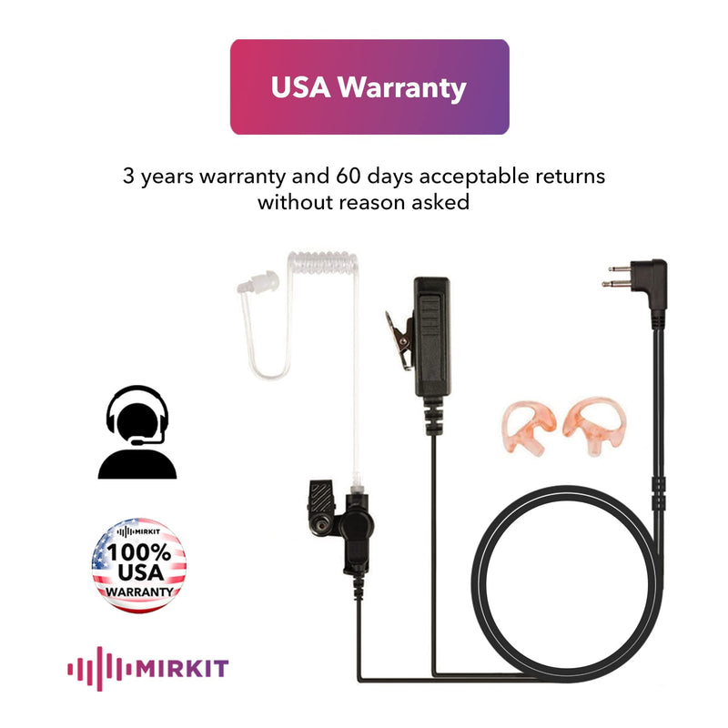 [Australia - AusPower] - MIRKIT Heavy Duty Walkie Talkie Earpiece with Mic Compatible with Motorola Radio M2pin CLS1110 CP110 CP200 RMU2040 Acoustic Tube Earpiece with Push to Talk Microphone & Lanyard Ham Radio Operator 