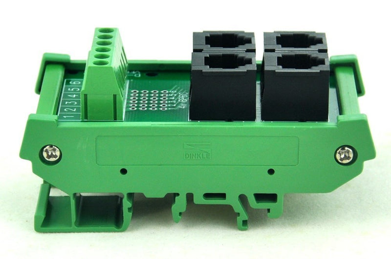 [Australia - AusPower] - Electronics-Salon DIN Rail Mount RJ11/RJ12 6P6C 4-Way Buss Board Interface Module. 