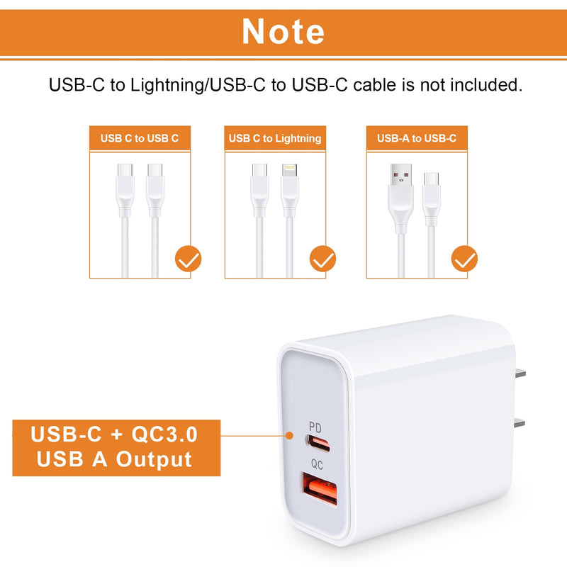 [Australia - AusPower] - USB C Fast Charging Brick Charging Block for iPhone 13 12 11 Pro Max/SE/XR/XS/X,20W Type C Wall Plug Power Adapter Box for Samsung S22 Ultra S22+ S21 Plus S20FE,Moto Edge 5G UW,Pixel 6 Pro [PD+QC3.0] White-2 Pack 