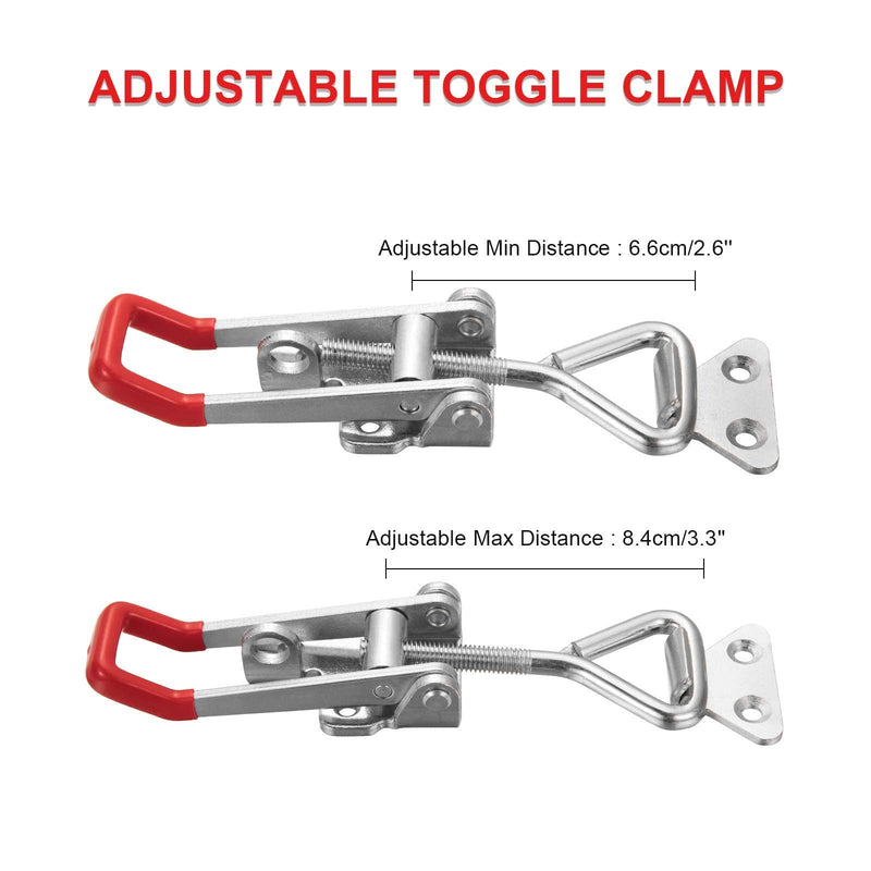 [Australia - AusPower] - Accessbuy Heavy Duty Adjustable Toggle Latch Clamp 4003 Style, With Lock Hole 660Lbs Holding Capacity Large Pull Action Latch For Mechanical Equipment,Smoker,Tool Box Case (7.5inch(2pack)) 2Pack 
