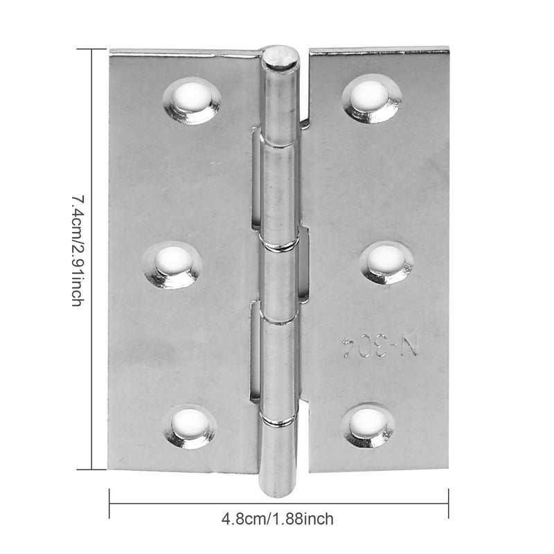 [Australia - AusPower] - 6PCS Hinges, 3 Inch Hinges and Latches for Wood Boxes,- Brushed Nickel Door Hinges, Commercial Grade Stainless Steel Hinges, Thickened Closet Door Hinge with, with 36 Mounting Screws 