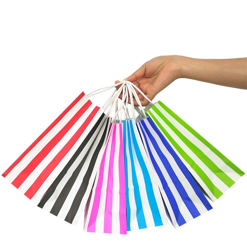 [Australia - AusPower] - 25 PCS Black and White Striped Gift Bags Small Kraft Paper Bags with Handles for Party Favor Supplies by ADIDO EVA (8.2 x 6 x 3.1 in) 8.2x6x3.1 Inch (Pack of 25) 
