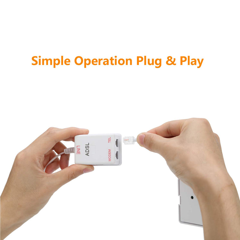 [Australia - AusPower] - Uvital in-line DSL Filter Splitter/in-line DSL Filter RJ11 6P2C Male to 2 Female Telephone Modem ADSL Splitter Filter White 2 Pack 