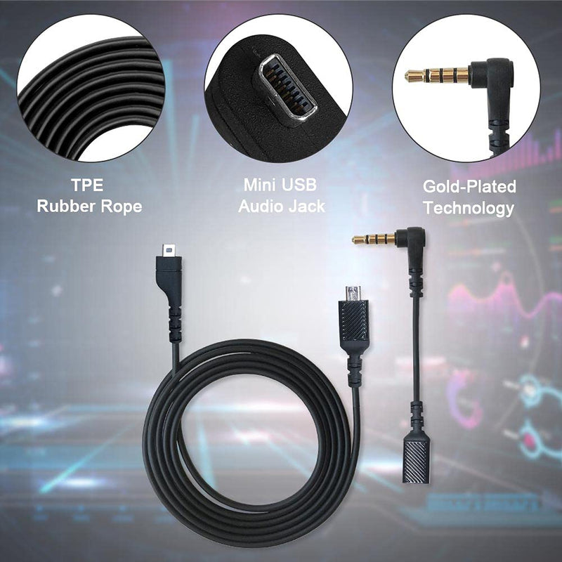 [Australia - AusPower] - Replacement Cable Cord Compatible with SteelSeries Arctis 3, Arctis Pro Wireless, Arctis 5, Arctis 7, Arctis Pro Gaming Headset, QJYTH Audio Cable 3.5mm Fit for GameDac(2 in 1, Black) 