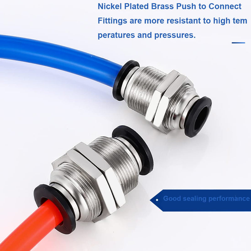 [Australia - AusPower] - ALLRI 5 Pack Push to Connect Tube Fitting, Bulkhead Union Straight 3/8 x 3/8 Inch Tube Bulkhead Pneumatic Bulkhead Fitting, PMM-3/8 Inch Thread Push to Connect Fittings 