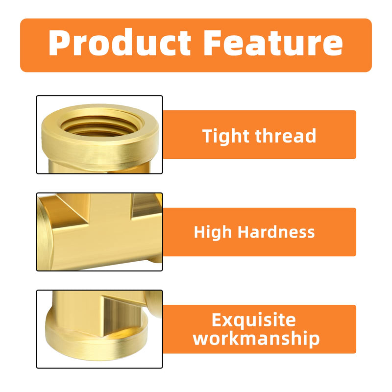 [Australia - AusPower] - GASHER 2 Pcs Brass Tee Fitting, 1/4" x 1/4" x 1/4" NPT Female Pipe Fittings 1/4 NPT 
