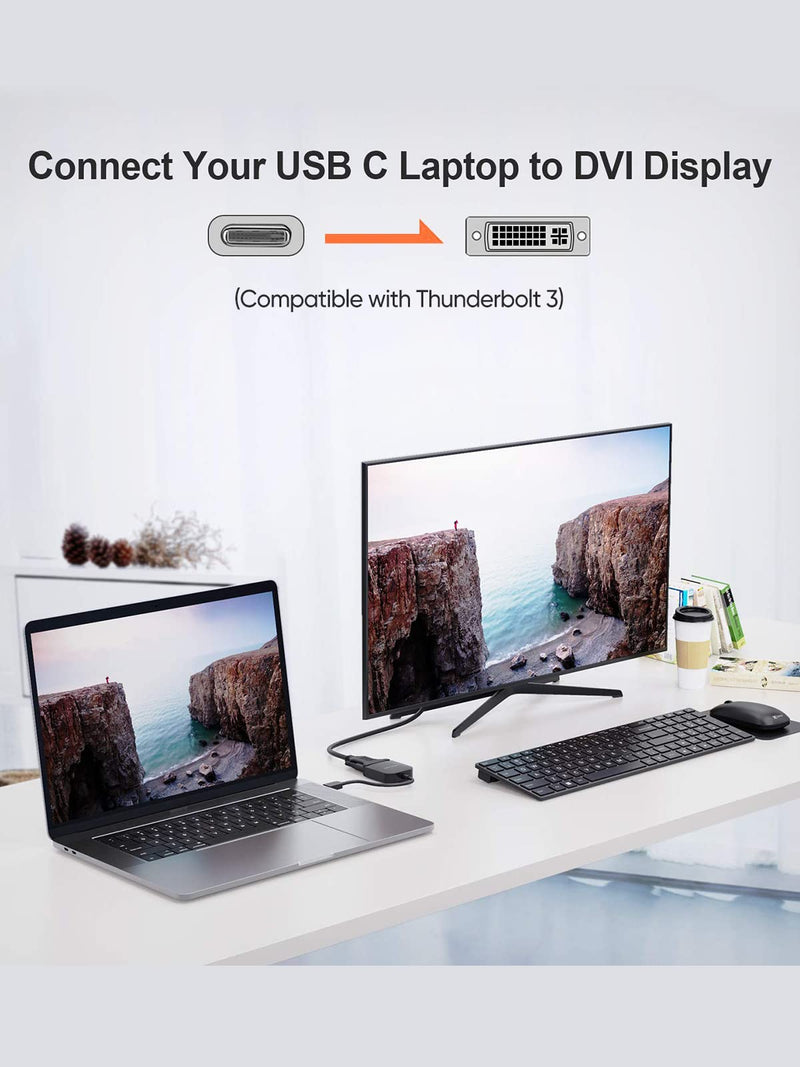 [Australia - AusPower] - USB C to DVI Adapter 1080P@60Hz, CableCreation USB-C to DVI-D Cable Adapter Compatible with MacBook Pro/Air 2020 2019, iPad Pro 2020/2018, Surface Book 2, XPS 15 13, Galaxy S20 S10 