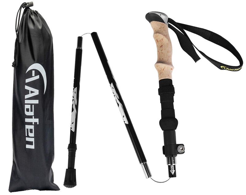 [Australia - AusPower] - A ALAFEN Walking Stick - Collapsible Trekking Pole for Men and Women,7075 Aluminum Hiking Stick for Seniors Black 1 PC(1 Pole) 