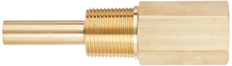 [Australia - AusPower] - PIC Gauge TW-BR04-23L2 4" Stem Length, 1/2" NPT x 3/4" NPT Connection Size, Lagging Style, 0.260" Bore Diameter, Brass Standard Thermowell for Industrial Bimetal Thermometers 