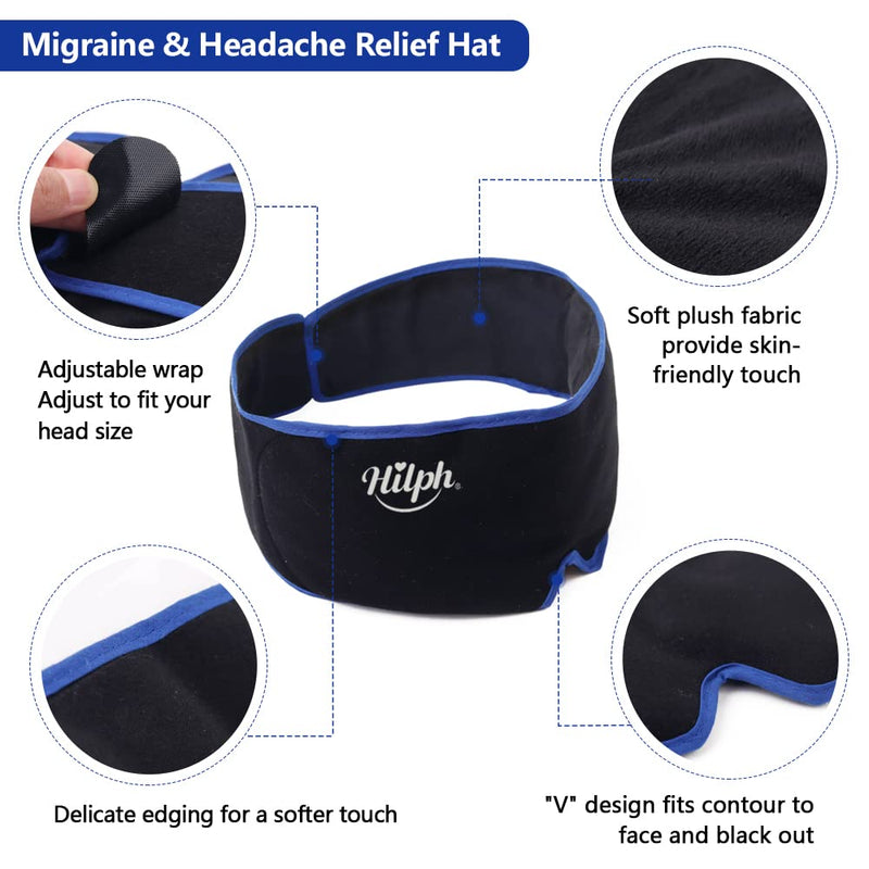[Australia - AusPower] - Hilph Head Ice Pack for Migraine Ice Head Wrap, Reusable Migraine Headache Relief Hat Cold Compress Migraine Ice Pack for Headaches, Puffy Eyes, Chemo Surgery, Sinus and Stress Relief -Black B-black 