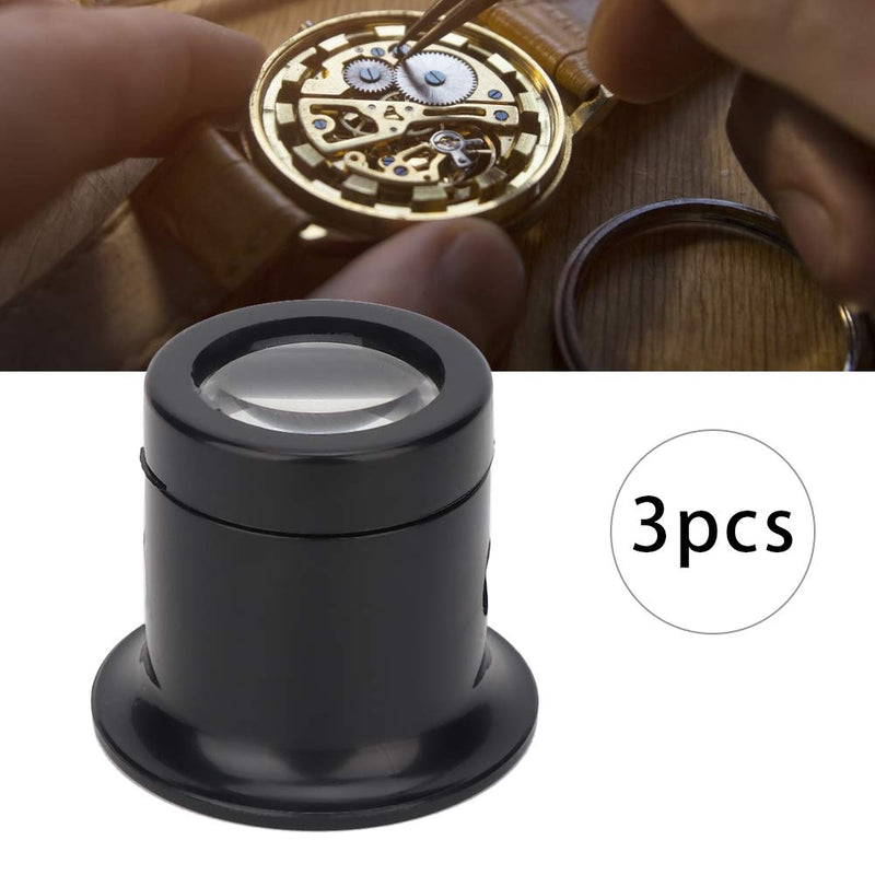 [Australia - AusPower] - Ruiqas Watch Repair Magnifier 3Pcs, 10x Anti-Dazzling Eye Loupe for Jewelry Watch Repair Miniature Engraving 