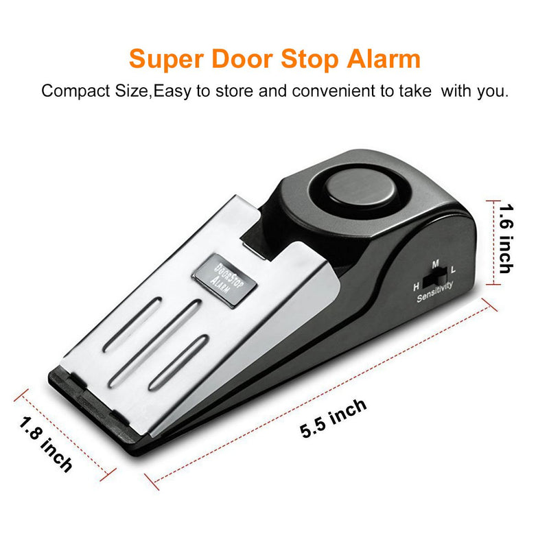 [Australia - AusPower] - EMDMAK Door Stop Alarm with 120DB Siren Door Stop for Home & Travel (Black) (Pack of 2) 2 Pack 