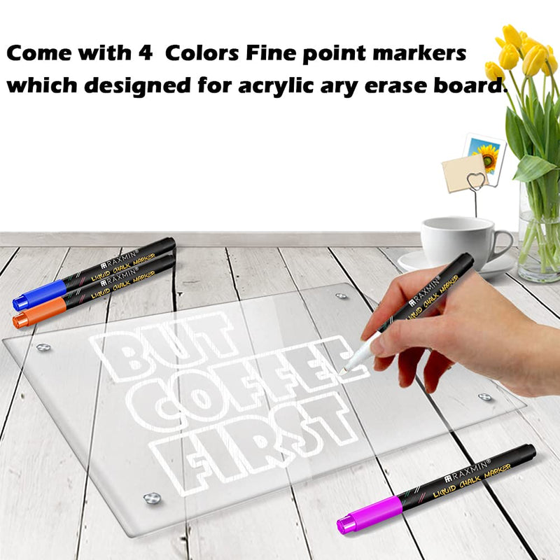 [Australia - AusPower] - Acrylic Note Board Refrigerator Dry Erase Board Magnetic Clear 15”x11" Includes 4 Dry Erase Markers 