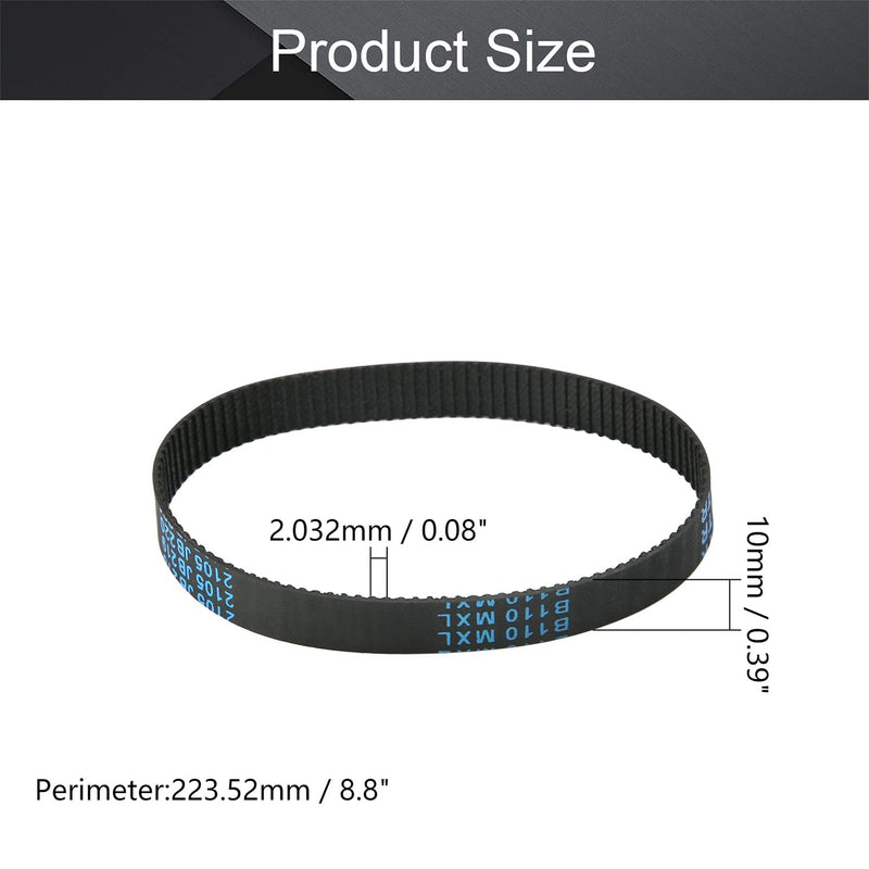 [Australia - AusPower] - Fielect 1Pcs 88MXL Timing Belt Power Grip Cogged Toothed Timing Belt Black Rubber 223.52mm Length 10mm Width 110 Teeth 2.032mm Pitch 