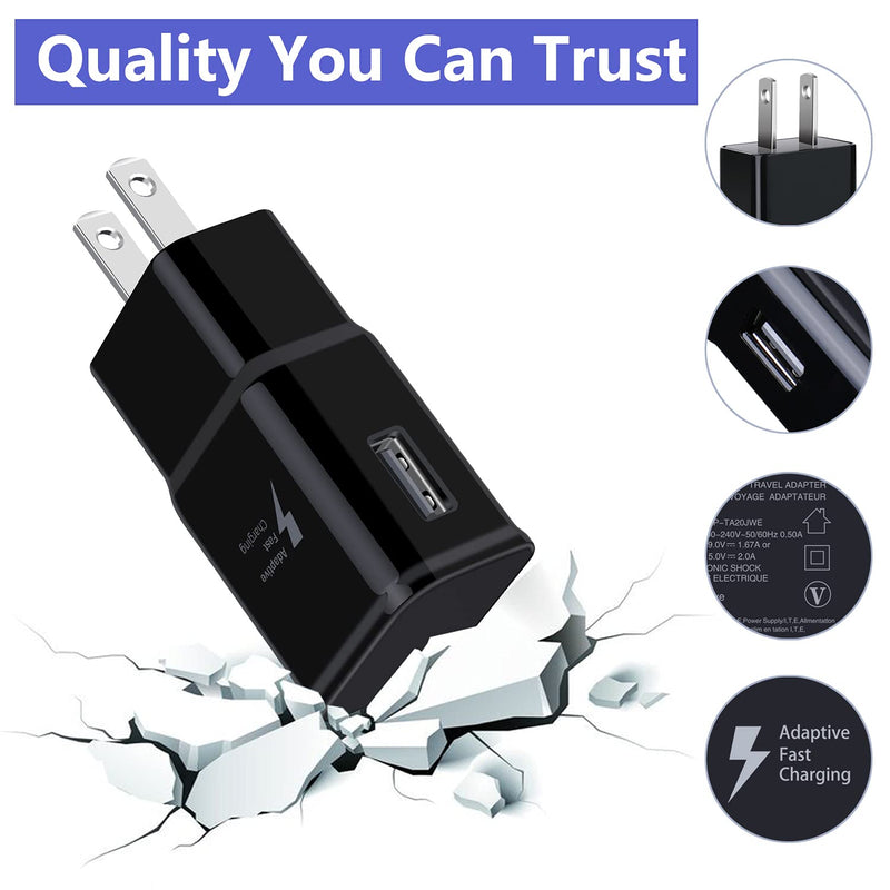 [Australia - AusPower] - Adaptive Fast Charging Block Adapter Compatible for Galaxy S6/S7/S8/S8 +/S9/S9 +/S10/S10e, Galaxy Note 8/Note 9/Note 10+, LG V30/V20/G7/G6/G5 USB Travel Fast Charging Wall Charger (5-Pack Black) 