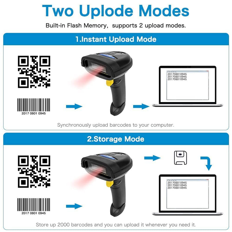 [Australia - AusPower] - NETUM NT-1228BL 2D Barcode Scanner with Stand, Compatible with 2.4G Wireless & Bluetooth & USB Wired Connection, Connect Smart Phone, Tablet, PC, 1D Bar Code Reader Work for QR PDF417 Data Matrix 