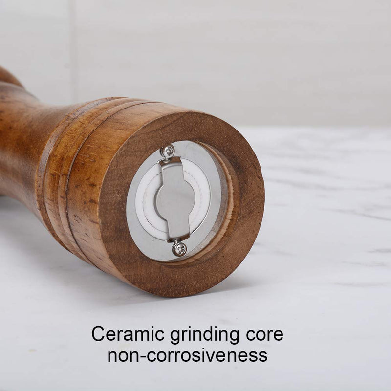 [Australia - AusPower] - XQXQ Wood Salt and Pepper Mill Set, Pepper Grinders, Salt Shakers with Adjustable Ceramic Rotor- 8 inches -Pack of 2 