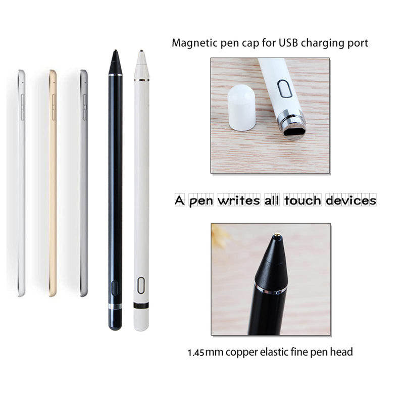 [Australia - AusPower] - Stylus Pens for Touch Screen Devices, Active Digital Stylus Pencils Compatible with iOS/Android/Windows, Universal Touch Screen Capacitive Stylus for Apple/Samsung/Huawei Tablets_Black Black 