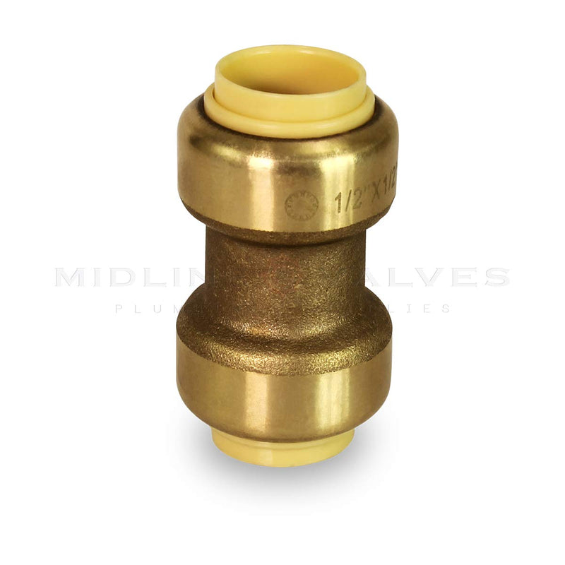 [Australia - AusPower] - Everflow Supplies Pushlock UPSC12 1/2 Inch Long Push X Push Coupling for Push-Fit Fittings, Made with Lead Free DZR Forged Brass, Connects PEX, CPVC and Copper, Pre-Lubricated for Quick Installation Single 