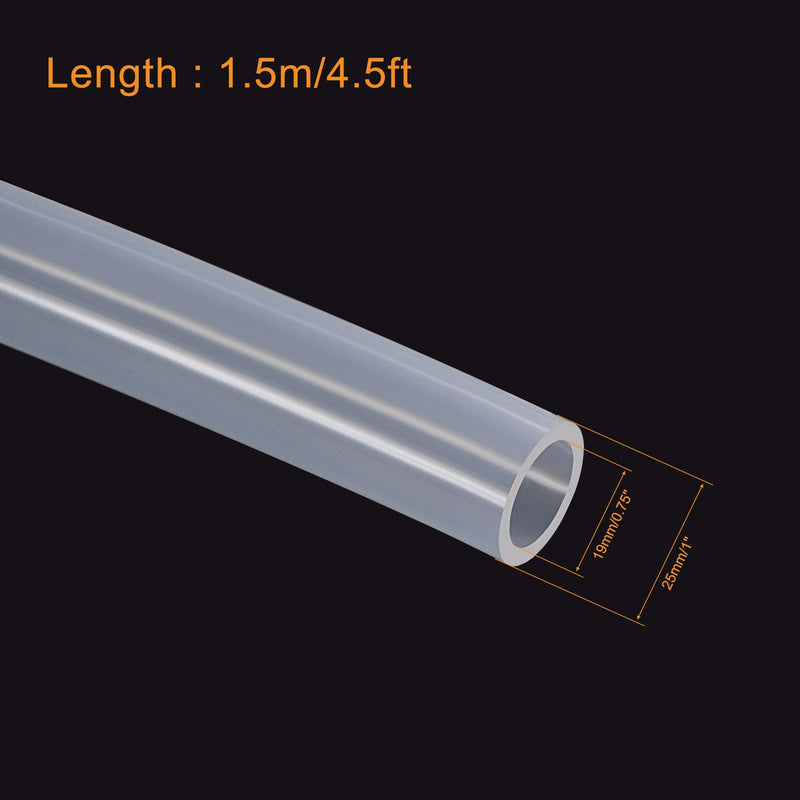 [Australia - AusPower] - uxcell Silicone Tubing 19mm(3/4") ID 25mm(1") OD 5ft(1.5m) Silicone Rubber Tube Air Hose Water Pipe Clear with Clamps 