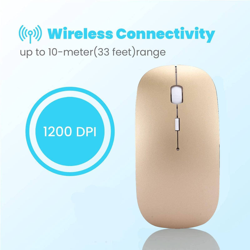 [Australia - AusPower] - Wireless Keyboard Mouse Set, Thin Mute Mini Home Office Computer Accessories 2.4G, 1200dpi Photoelectric Resolution, for Home, Office, Business(Gold) Gold 