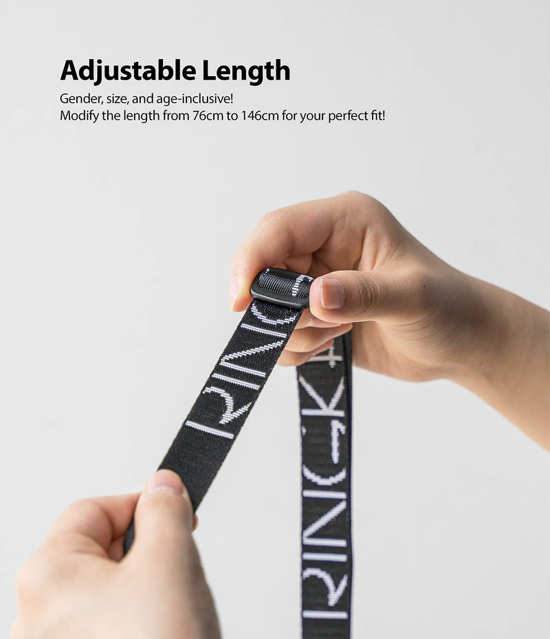 [Australia - AusPower] - Ringke Lanyard Shoulder Strap Designed for Cell Phone Cases, Keys, Cameras & ID QuikCatch Adjustable Crossbody, Neck Strap String - Lettering Black 
