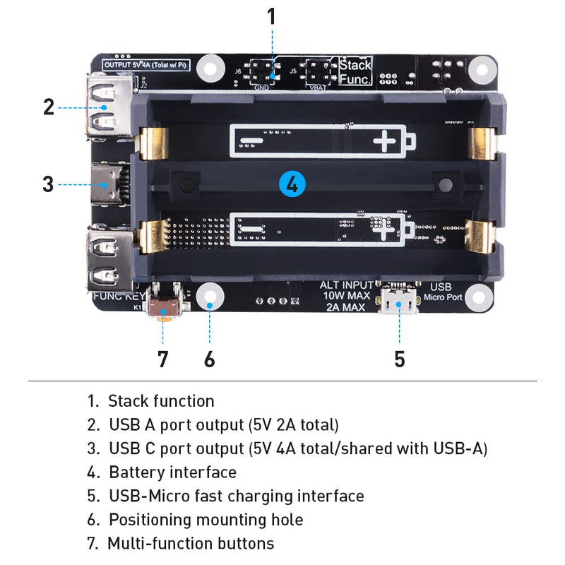 [Australia - AusPower] - GeeekPi Raspberry Pi UPS V5 Power Supply Uninterruptible UPS HAT,Support 18650 Battery Charger Power Bank Power Management Expansion Board 5V for Raspberry Pi 4B/3B+/3B/2B/B+/B/A+/A 