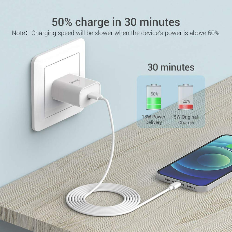 [Australia - AusPower] - iPhone 13 Fast Charger MFi Certified - Novtech USB C Wall Charger + 6FT C to Lightning Cable - Power Delivery 3.0 Wall Charger Plug for iPhone 12 Mini 12 Pro 12 Pro Max iPad Pro iPad Air - White 