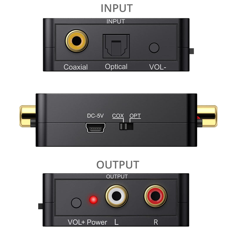 [Australia - AusPower] - PROZOR Digital to Analog Audio Converter Support Dolby/DTS Decoder, Optical Out to RCA DAC Decoder, Optical to 3.5mm Converter, Optical/SPDIF/Toslink/Coaxial/DTS/PCM/5.1CH to 2CH Analog Stereo 