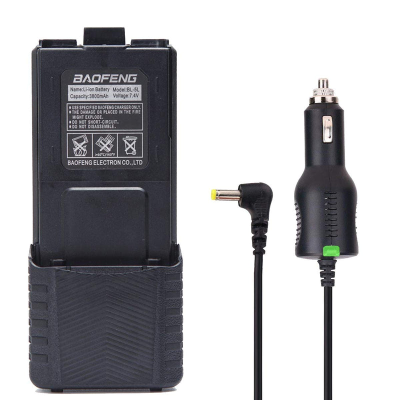 [Australia - AusPower] - 2Pack Baofeng BL-5 3800mAh Extended Battery for Baofeng Walkie Talkie UV-5R BF-8HP UV-5RX3 RD-5R UV-5RTP UV-5R MK2 MK3X MK5 Plus UV-5RE Etc (2Pack 3800mAh Battery+ Baofeng Car Charger) 