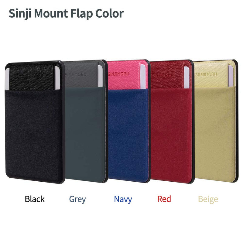 [Australia - AusPower] - Sinjimoru Removable Cell Phone Wallet with Flap, Wireless Charging Compatible Cell Phone Card Holder for Back of Phone. Sinji Mount Flap Black 