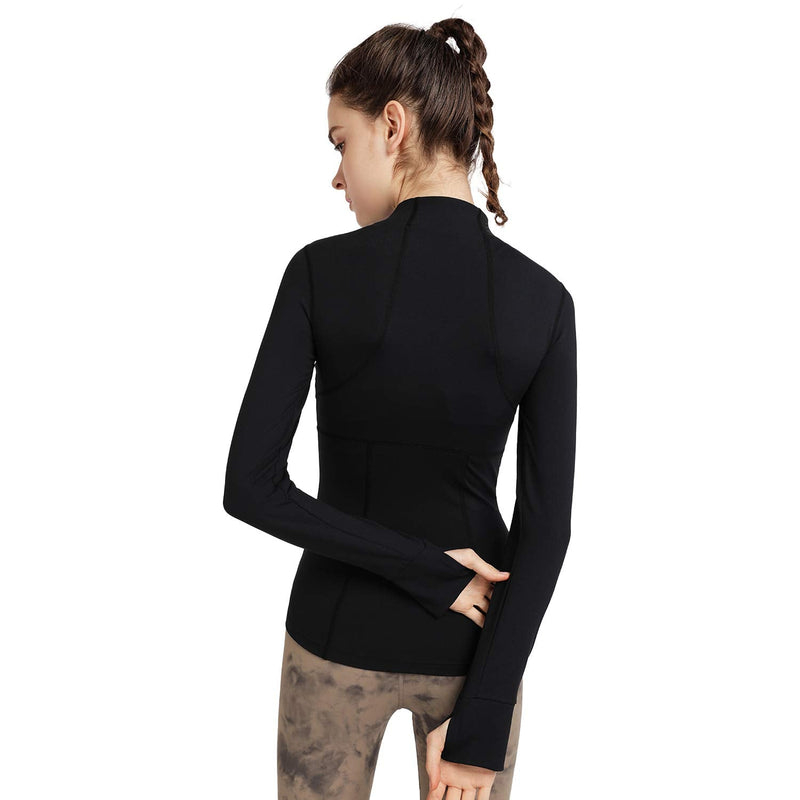 [Australia - AusPower] - Carpesun Women's Stretchy Workout Jackets Lightweight Full Zip Running Track Jacket Black Small 