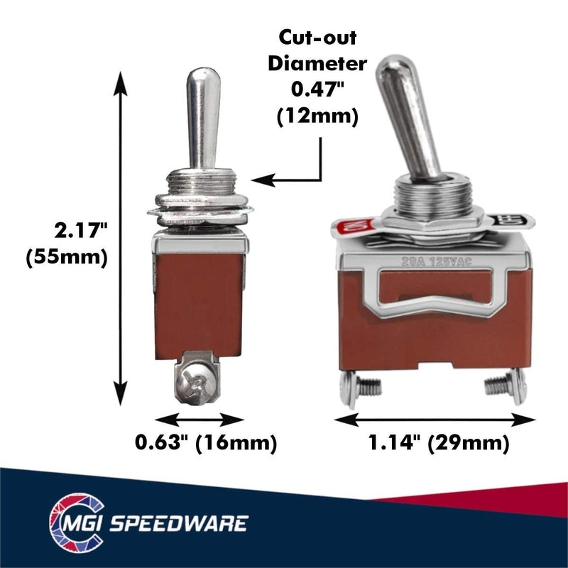 [Australia - AusPower] - MGI SpeedWare One-Side Momentary Toggle Switches (Mom. ON)/Off 5-Pack with Waterproof Boots, 2-Pin SPST 2-Pin (Mom. ON)/OFF 